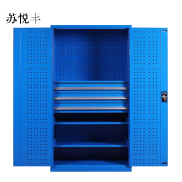 苏悦丰工具柜加厚铁皮储物柜工厂车间用带抽屉汽修多功能收纳柜通门内三抽柜蓝色