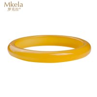 梦克拉 Mkela 鸡油黄玉髓手镯 玛瑙手镯 女款 玉髓手镯古风 冰种 玛瑙 冰种细 玛瑙手镯成人女 玉髓玛瑙 女士
