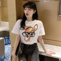 笑脸印花宽松短袖T恤女春夏新款休闲打底衫女式圆领上衣