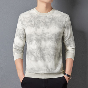 春秋季T恤男士长袖新款青年时尚印花圆领男体恤休闲打底衫