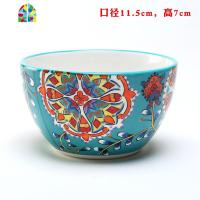 4.5英寸小碗吃饭碗创意个性小汤碗陶瓷 手工手绘美式田园家用餐具 FENGHOU 绿孔雀4.5英寸碗