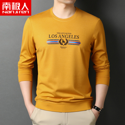 南极人男士圆领印花打底衫秋衣春季体恤衫潮流韩版休闲T恤男长袖