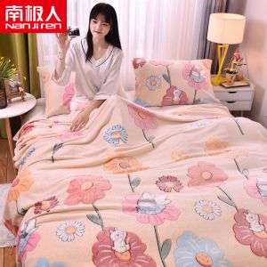 雪花绒毛毯加绒盖毯两用保暖绒床单毛巾被单双人午睡小毯子