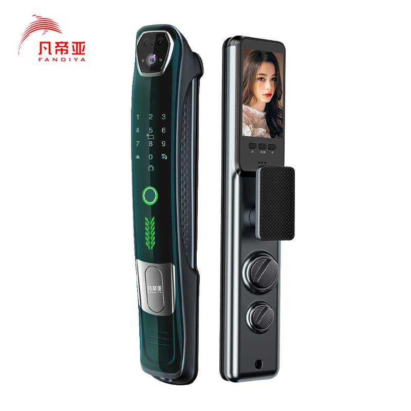 凡帝亚智能锁FDY-R32 人脸识别,远程开锁、视频通话、自动上锁、可视猫眼、钢化玻璃面板、航空铝合金
