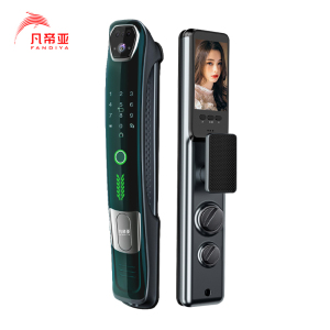 凡帝亚智能锁FDY-R32 人脸识别,远程开锁、视频通话、自动上锁、可视猫眼、钢化玻璃面板、航空铝合金