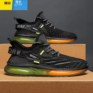 聚范新款飞织透气男鞋韩版潮百搭运动休闲鞋软底轻便跑步鞋男减震