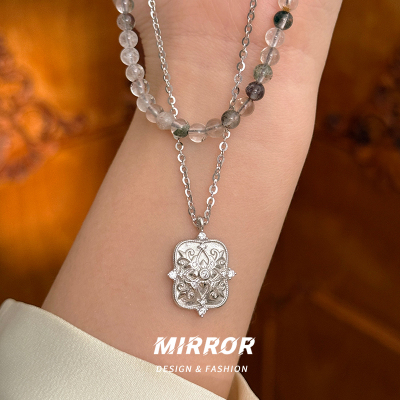 925纯银四叶花窗绿幽灵项链女锁骨链高级感气质小众约6g BCX5700送女朋友老婆情人节七夕生日礼物