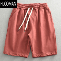 HLCOMAN日系复古夏季纯色毛圈运动短裤男直筒休闲卫裤慵懒松紧宽松五分裤