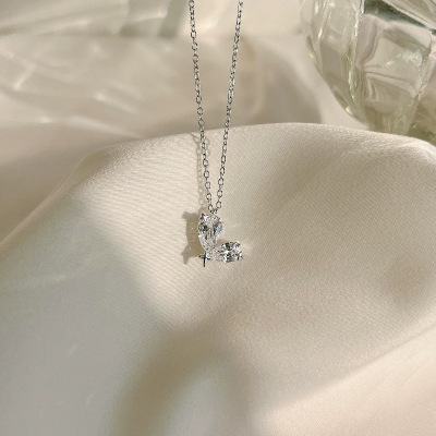 足银999星星锆石纯银项链女时尚百搭锁骨链ins风小众设计吊坠礼物送女朋友老婆情人节七夕生日礼物