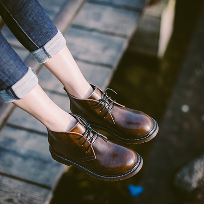 Ideamini马丁靴女日系新款英伦风皮鞋春季单靴薄款女鞋夏季2021年春秋短靴