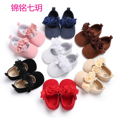 锦铭七玥海雅 春秋0-1岁女宝宝花朵公主鞋软底防滑婴儿学步鞋支持代发