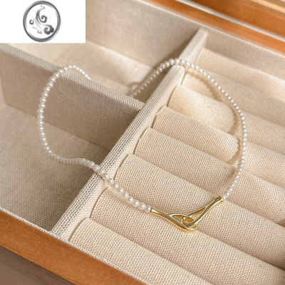 JiMi法式珍珠项链轻奢小众设计感锁骨链2023年新款气质高级感颈链配饰