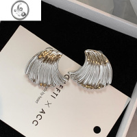 JiMi欧美金银色海浪大耳钉女小众设计感高级夸张独特耳环气质轻奢耳饰