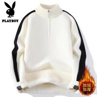 花花公子新款 2025冬半高拉链领针织毛衣男