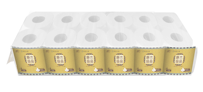 清风敦煌文创 原木纯品系列4层加厚纸巾110g一提12卷超软舒适家用必备