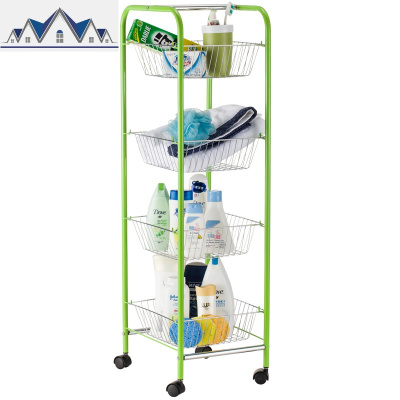 厨房置菜架家用不锈钢色放水果装菜收纳架子推车多层移动蔬菜置物 三维工匠