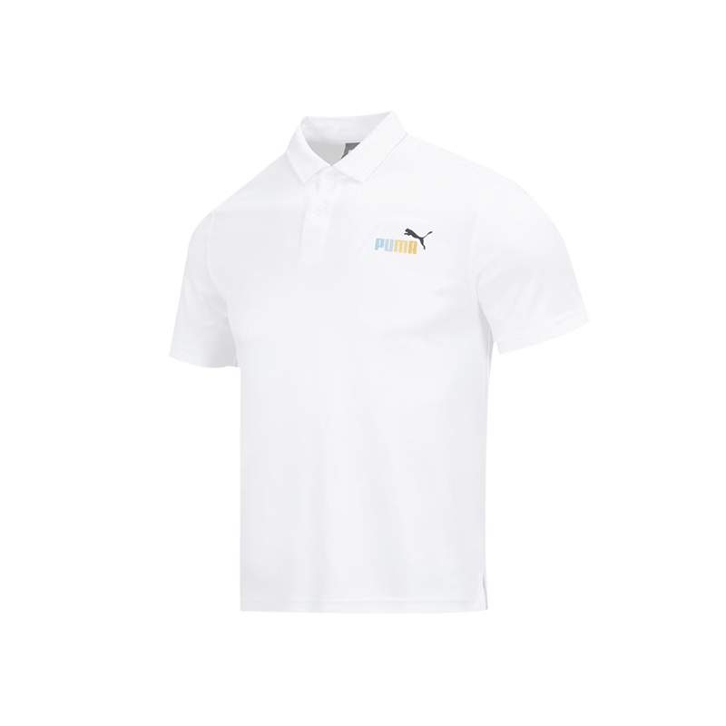 puma 纯色logo印花透气休闲短袖polo衫 男女同款 白色 678011-02