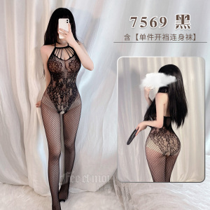 霏慕(Fee et moi) 女式情趣丝袜 性感透视网眼提花镂空免脱开裆连身袜7569 女士情趣内衣情趣网袜网衣