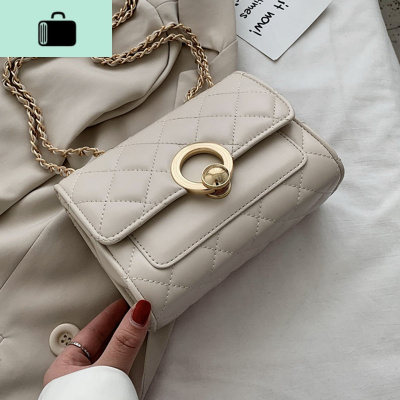 上新包包女新款时尚复古菱格链条百搭单肩斜挎休闲小方包NEW LAKE女士单肩包