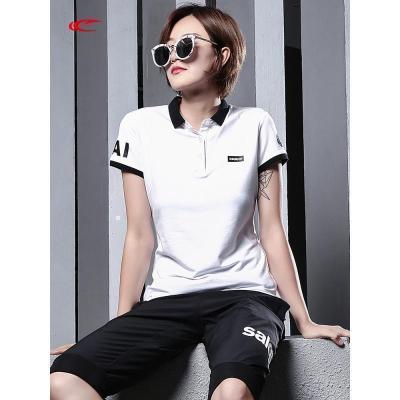 赛琪夏季百搭polo衫女短袖运动T恤翻领体恤运动休闲夏装冰丝女装上衣118496