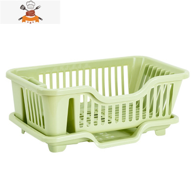 家用厨房沥水碗架台面碗柜滤水置物架收纳盒碗碟沥水篮放碗筷餐具 敬平 绿色[侧开沥水]餐具架