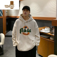 YANXU美式连帽卫衣男秋新季款潮牌刺绣字母印花上衣服港风宽松高街外套