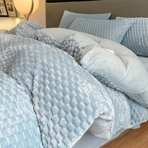 加厚豆豆绒牛奶绒四件套冬季珊瑚绒床单被套法兰绒床上三件套南通