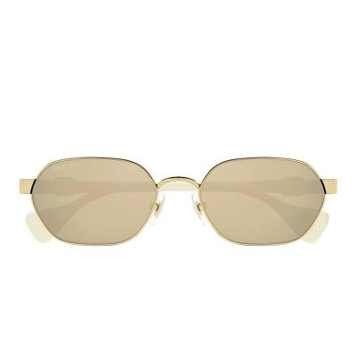 古驰(GUCCI)金粉金属不规则设计女士太阳镜潮流百搭配饰金框大框 金色