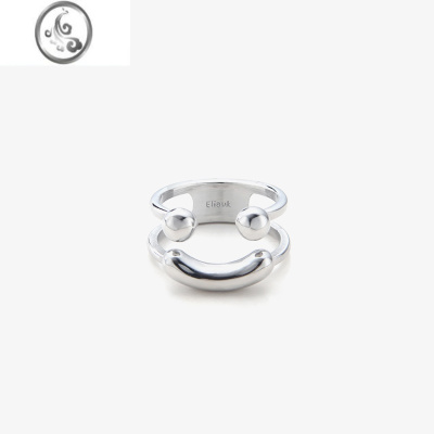 JiMiSAZ 原创小众笑脸戒指男女潮个性网红钛钢蹦迪夸张嘻哈情侣食指环