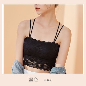 浪莎抹胸内衣女性感蕾丝美背吊带背心无钢圈防走光裹胸式文胸罩DT