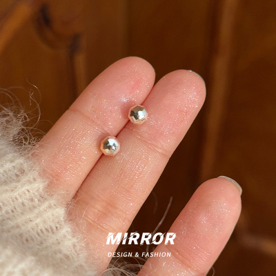 925纯银车花银珠耳钉女耳环耳饰个性简约小众设计气质新款送女朋友老婆情人节七夕生日礼物