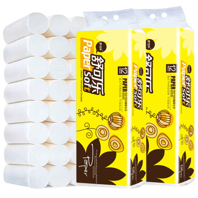 12卷-舒可乐1.5斤卫生纸卷纸批发家用纸巾家庭装白手纸厕纸卫生间卷筒纸实惠装(四层加厚）