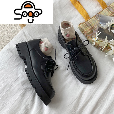 七色王国小皮鞋女英伦2020冬季新款学院风复古保暖单鞋韩版黑色平底jk鞋子休闲鞋
