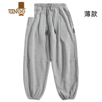 YANXU马切达秋季灰色卫裤男士加绒休闲裤长裤男裤束脚运动裤子男款