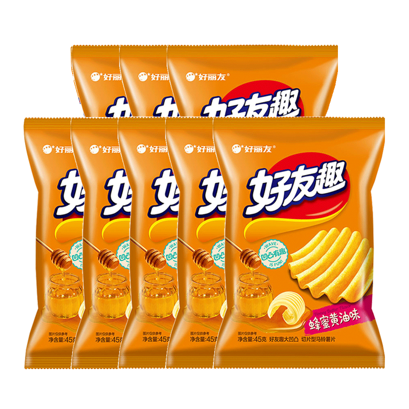 好丽友好友趣薯片休闲食品小吃解馋小零食 蜂蜜黄油味45g*8袋