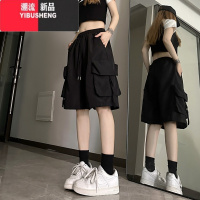 YIBUSHENG美式复古工装短裤女季薄款宽松小个子运动休闲直筒阔腿五分裤子