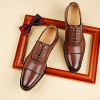 头层牛皮手工新款秋季三接头商务正装皮鞋男士真皮透气英伦牛津鞋_1