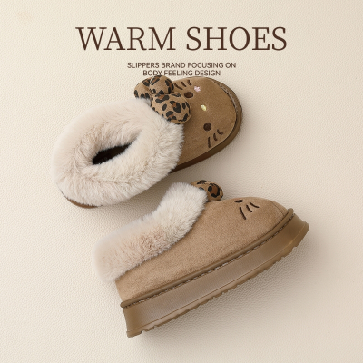 高帮棉拖鞋女款2025新款冬季室内家居保暖厚底防滑包跟棉鞋女外穿