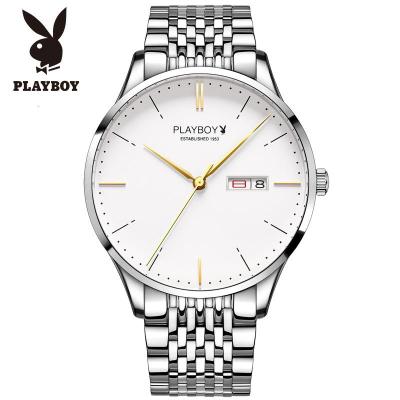 花花公子(playboy)手表新款欧美品牌全自动机械表男士商务正品精钢带