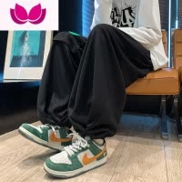七斓日系工装裤男设计感小众灯笼裤胖子大码宽松oversize华夫格运动裤