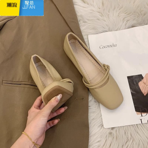 聚范玛丽珍仙女配裙子小皮单鞋女2024新款晚晚风温柔平底奶奶瓢鞋