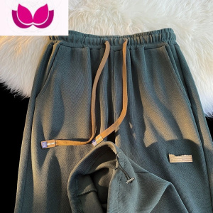 七斓美式复古休闲裤子男欧美潮牌ins高街vibe帅气束脚裤夏季冰丝薄款