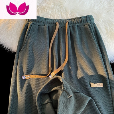 七斓美式复古休闲裤子男欧美潮牌ins高街vibe帅气束脚裤夏季冰丝薄款