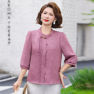 轻薄款夏季女装时尚简约中老年女士休闲上衣夏款中年妈妈装开衫款