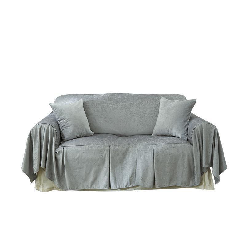 家柏饰(CORATED)沙发巾全盖套罩垫秋冬季北欧式雪尼尔布艺客厅三人组合田园防滑套 雪尼尔灰 180*300cm