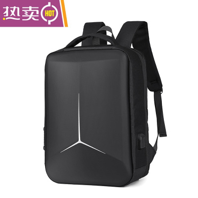 NEWLAKE新款防盗硬壳男女士通用双肩包16.6寸笔记本电脑包防水大学生书包黑色17.3寸+密码锁