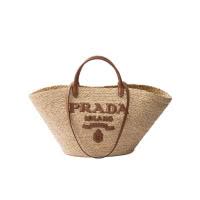 普拉达(PRADA)女士单肩包大号压花徽标时尚百搭配饰休闲出游潮人