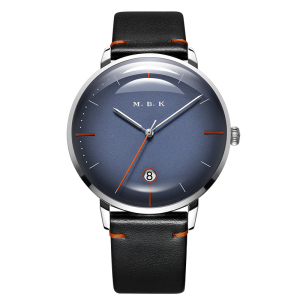 M.B.K欧美品牌手表商务全自动机械表 男士防水简约时尚镂空钢带机械手表皮带男表带日历款M1008G-1
