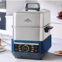 摩飞电器(Morphyrichards)多功能电蒸锅MR1178炖蒸煮一体多功能速蒸锅全不锈钢可视家用双层大容量速蒸锅预