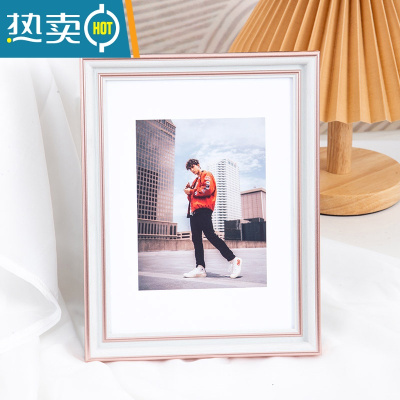 敬平北欧创意相框摆台高级感6寸7寸8轻奢桌面摆件洗照片做成画框挂墙 轻奢粉 10寸摆桌+挂墙[20.3*25.3]cm
